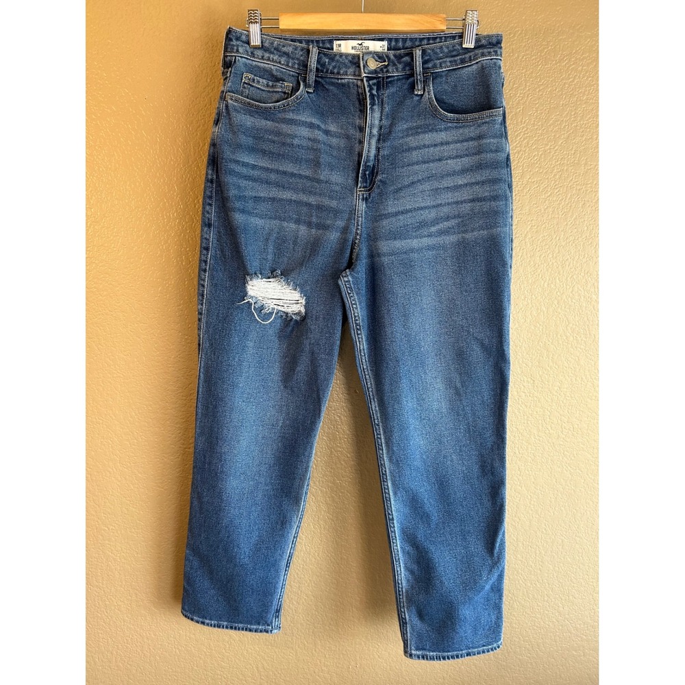Hollister Curvy Ultra High-Rise Vintage Straight Jeans Distressed 13R W31 L27